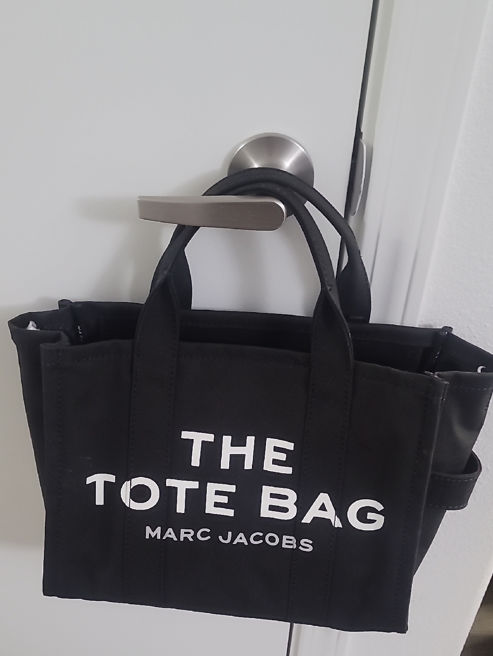 Marc Jacobs Black Canvas 'The Tote Bag' with White Logo